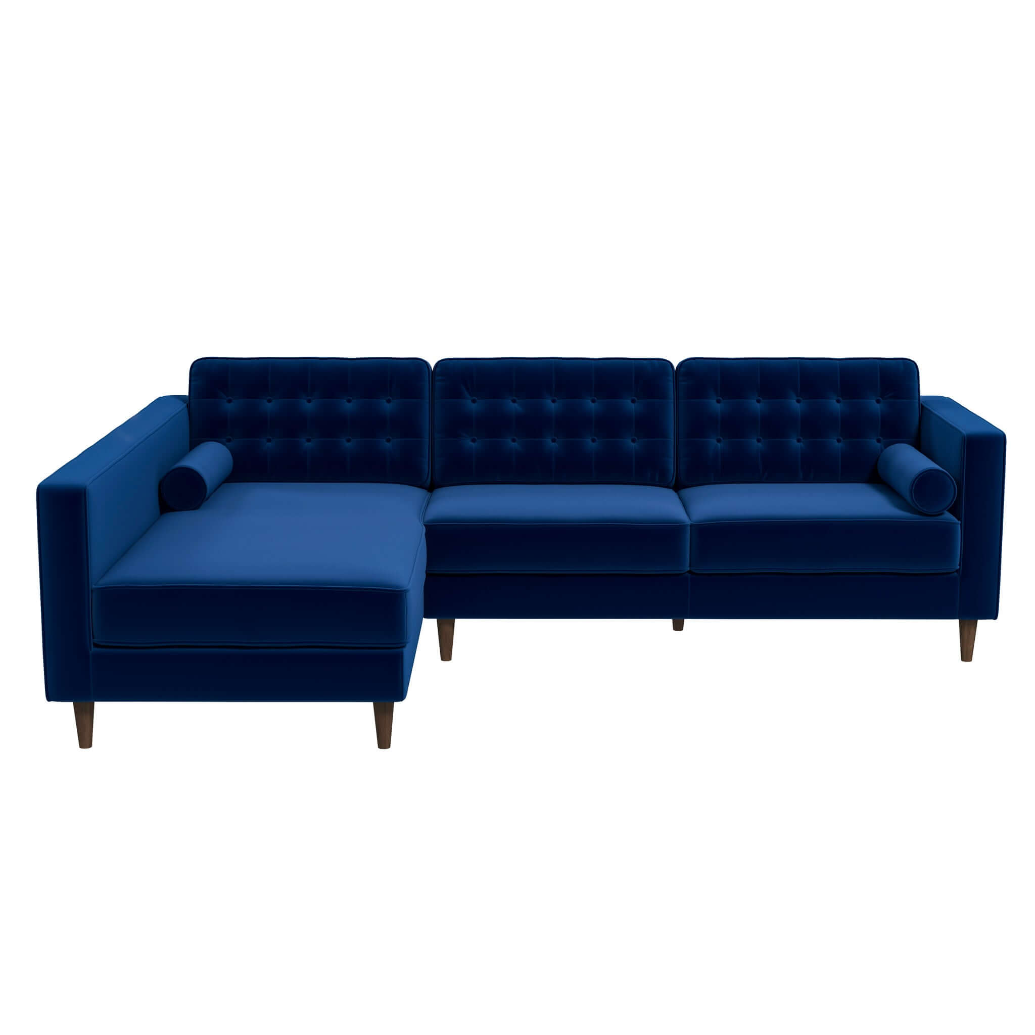 Christian Blue Velvet Sectional Sofa Left Facing