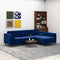 Christian Blue Velvet Sectional Sofa Right Facing