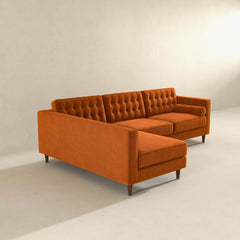 Christian Burnt Orange Velvet Sectional Sofa Left Facing