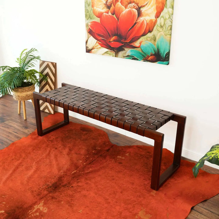 Christina Tan Leather Bench