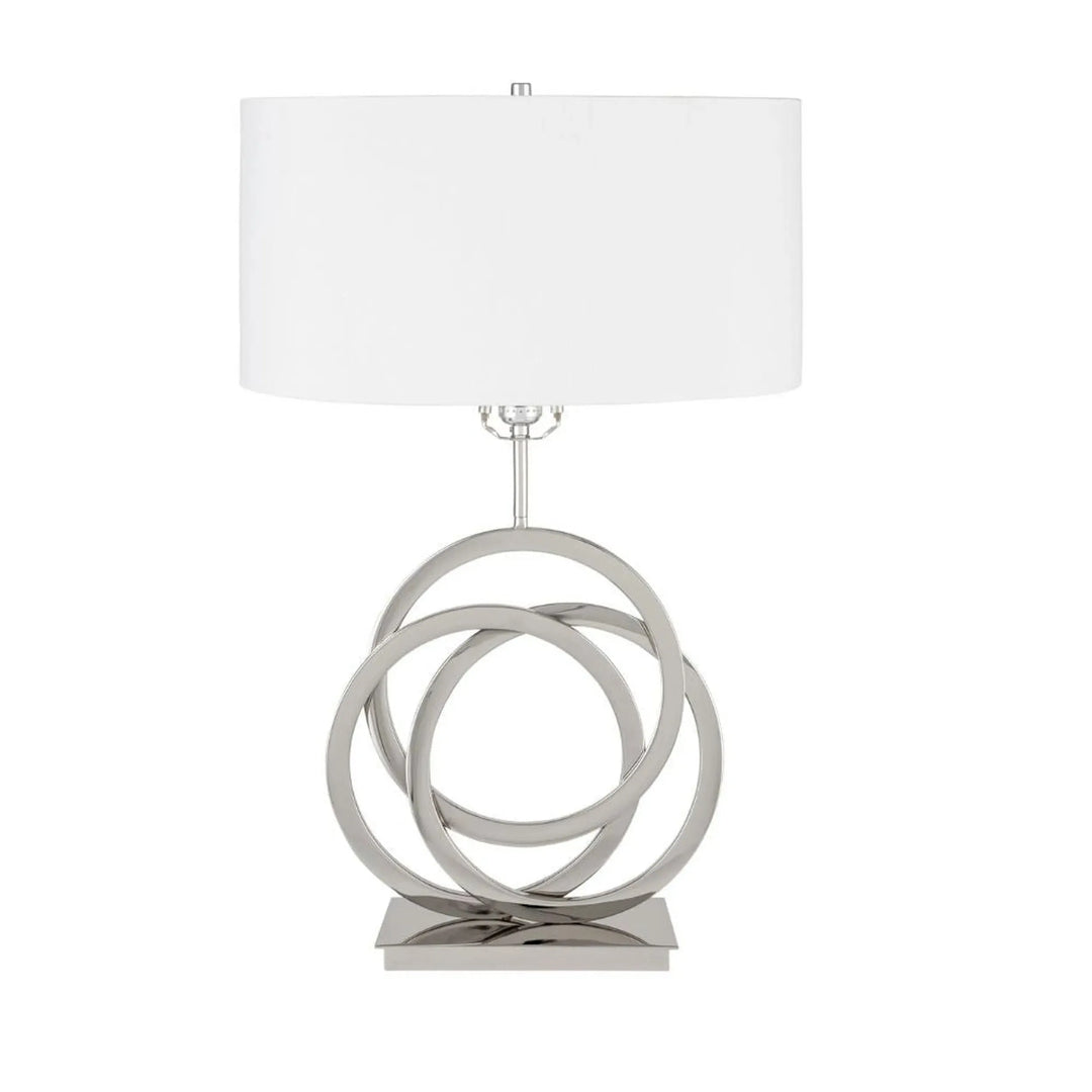 Chrome Circles Table Lamp 1 Light USB Charger