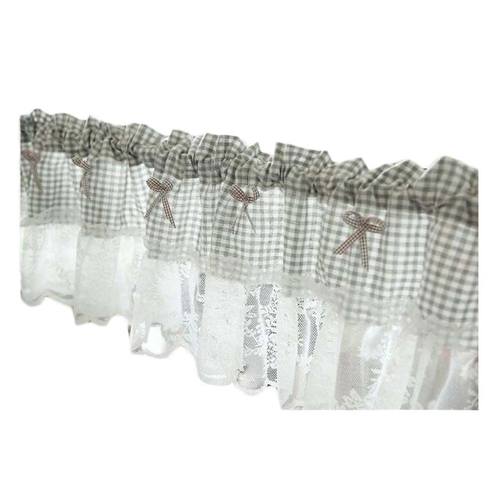 Classic Grey Grid Lace Valance