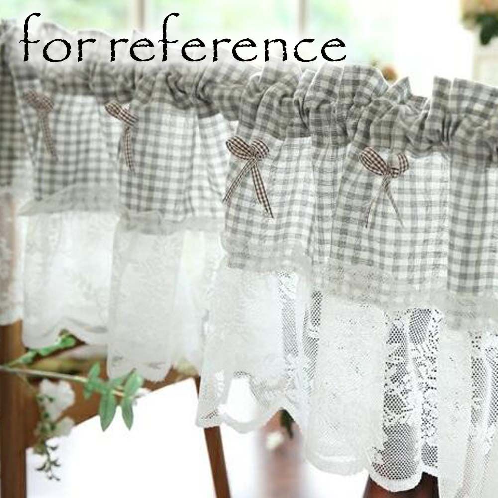 Classic Grey Grid Lace Valance