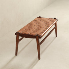 Cody Tan Leather Bench