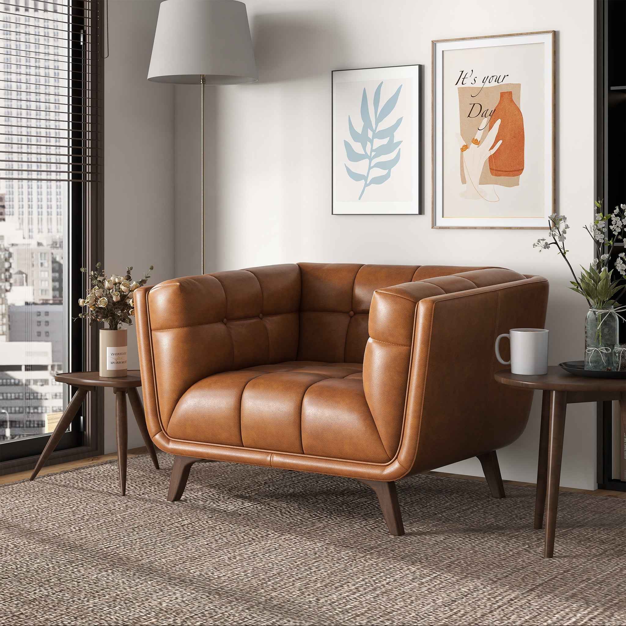 Cognac Leather Addison Lounge Chair