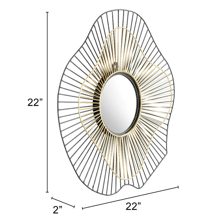 Comet Round Mirror Black & Gold