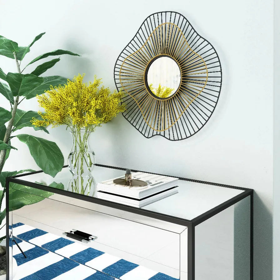 Comet Round Mirror Black & Gold