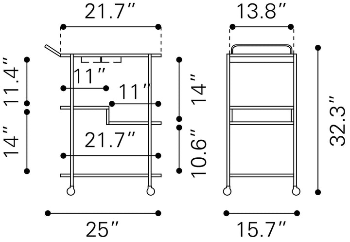 Constanza Bar Cart Black