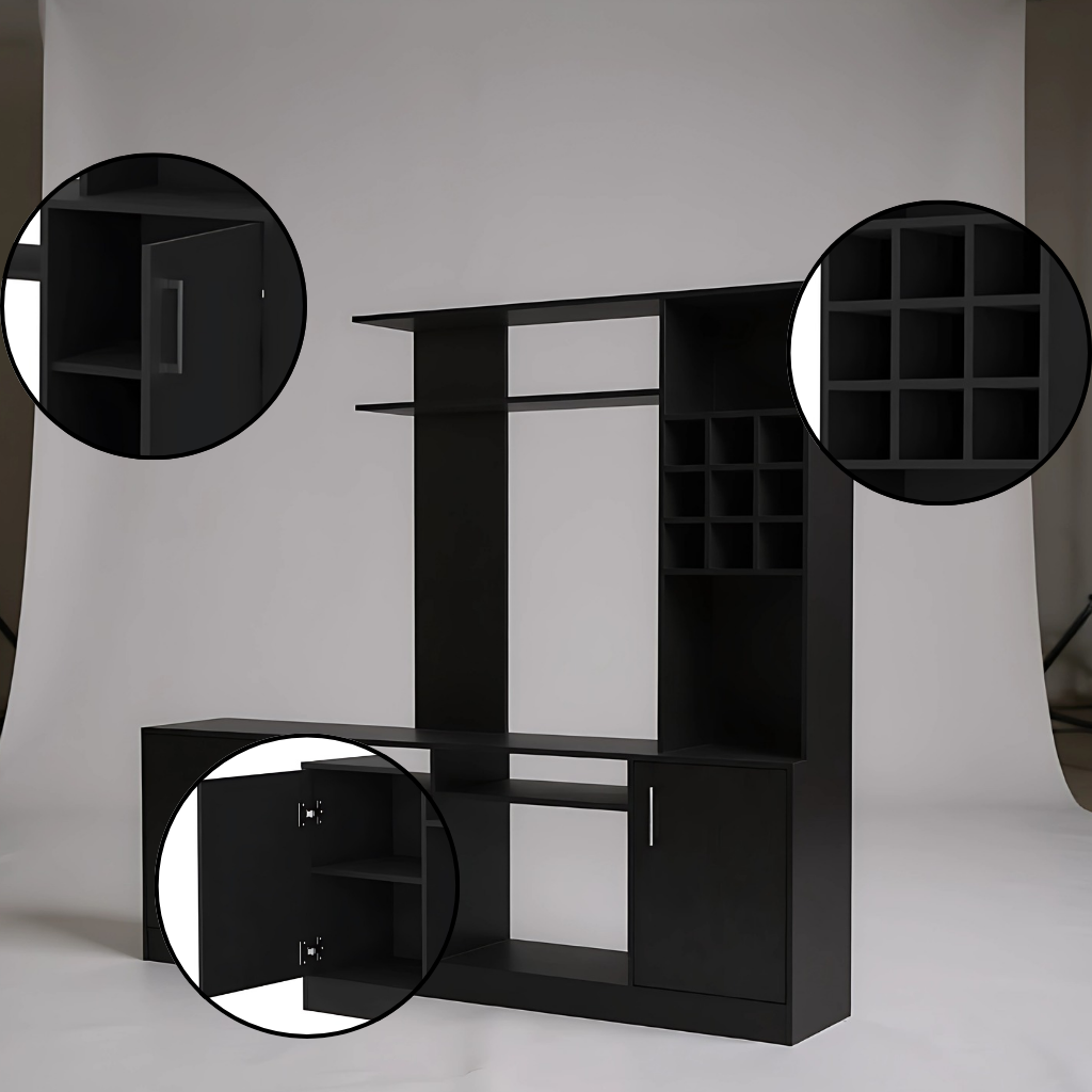 Vibrant Modern Entertainment Center – Double Door Storage | Large TV Wall Unit | Trufairs