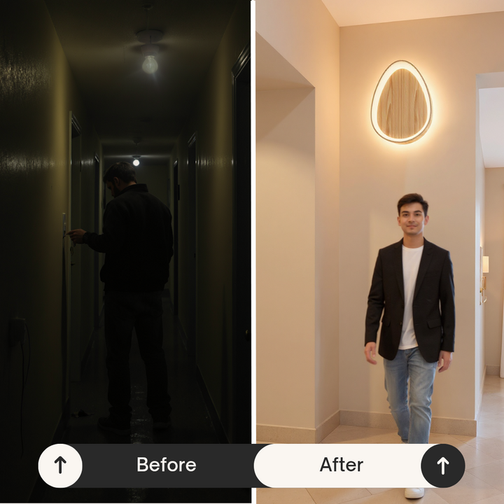 Dual Halo Wall Light – Matte-Black LED Ambience | Modern Wall Lamp | Trufairs
