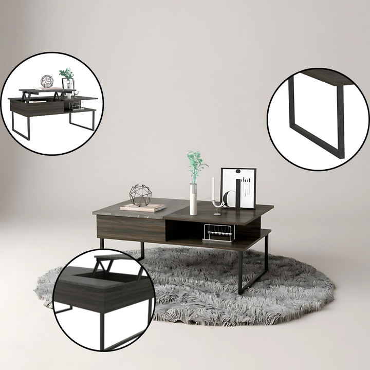 Lift-Top Storage Coffee Table – Hidden Compartment & Shelf | Modern Living Room Accent | Trufairs