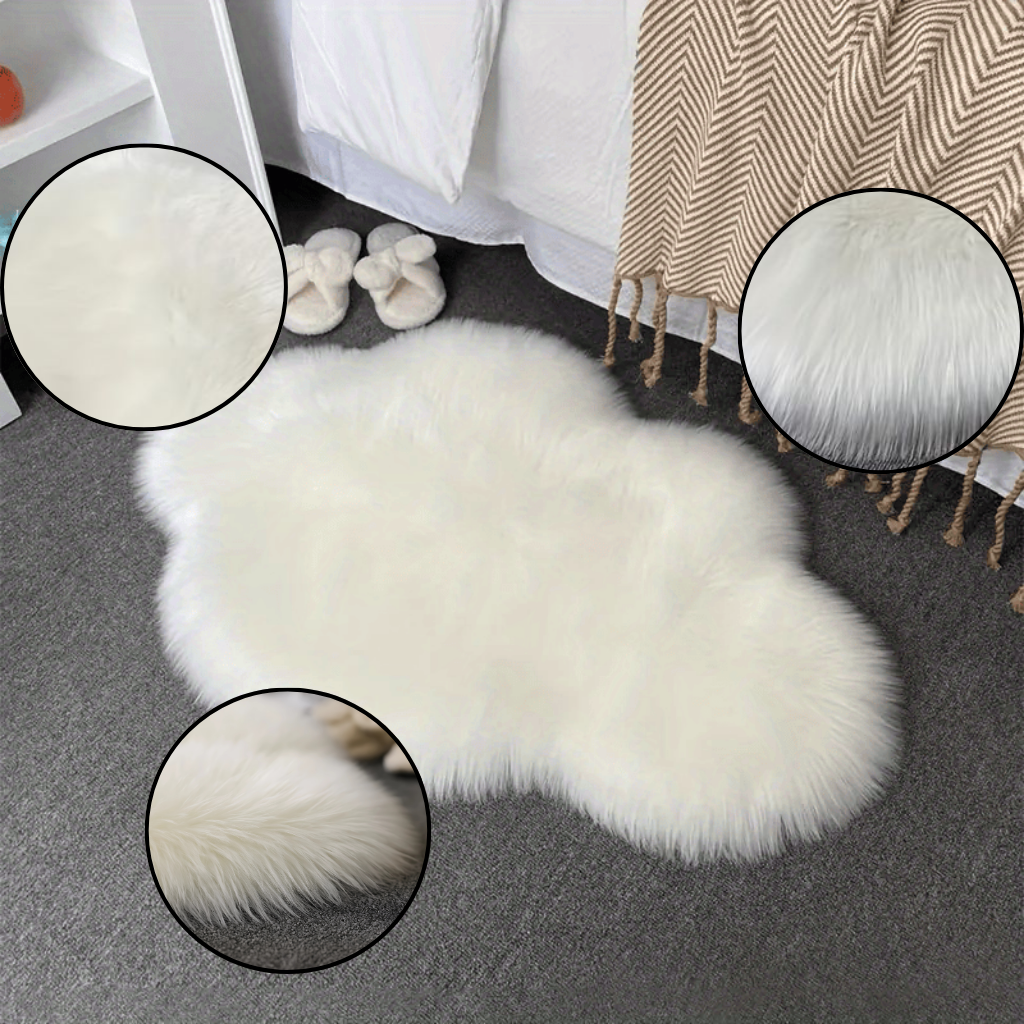 Cloud Plush Faux Fur Rug – Whimsical Soft Accent | Bedroom & Nursery Washable Decor | Trufairs