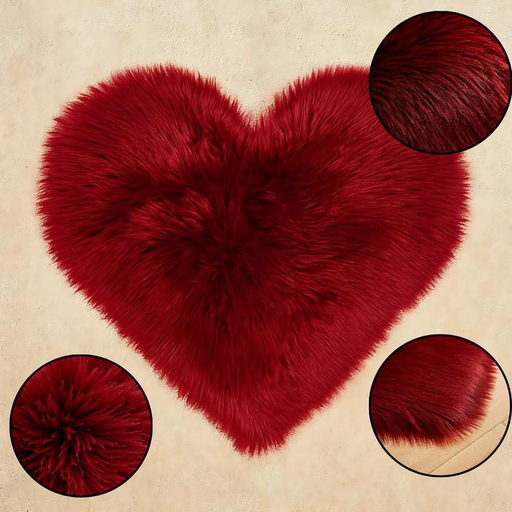 Velvet Heart Shaggy Rug – Plush Solid Color Accent | Cozy Romantic Decor Carpet | Trufairs