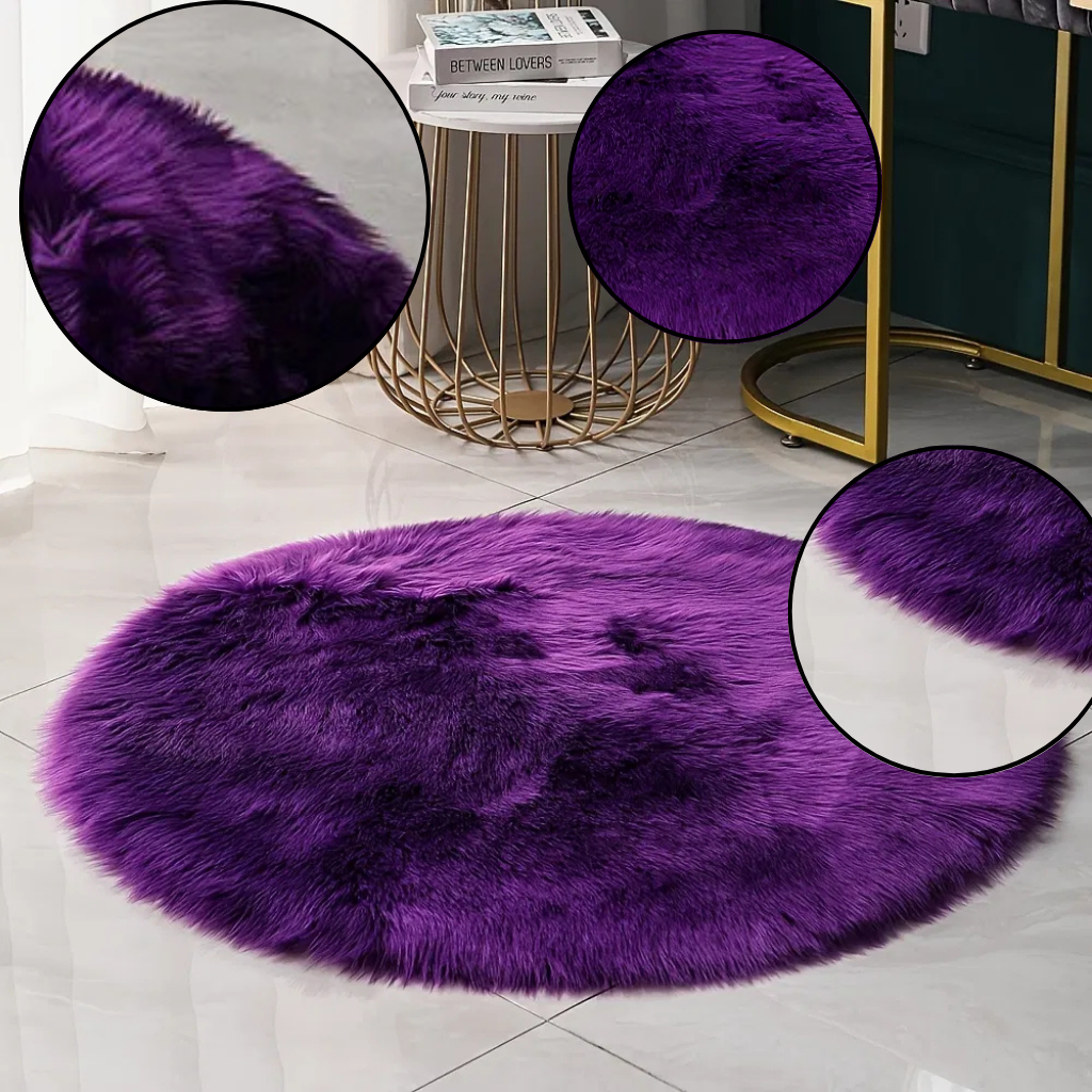 Round Faux Fur Sheepskin Rug – Ultra-Soft Plush Accent | Multipurpose Living Room & Decor | Trufairs