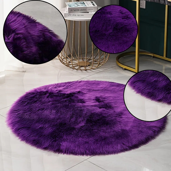 Round Faux Fur Sheepskin Rug – Ultra-Soft Plush Accent | Multipurpose Living Room & Decor | Trufairs
