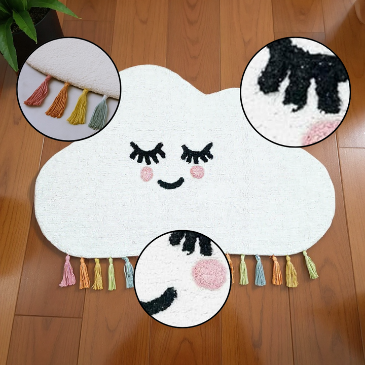 Youthful White Shag Fringe Rug – Hand-Knotted Soft Washable Accent | 2x4 Area Carpet | Trufairs