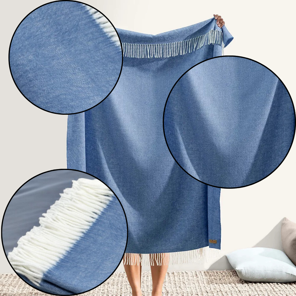 DenimWoven Herringbone Plush Throw Blanket – Soft Modern Comfort | Designer Accent | Trufairs