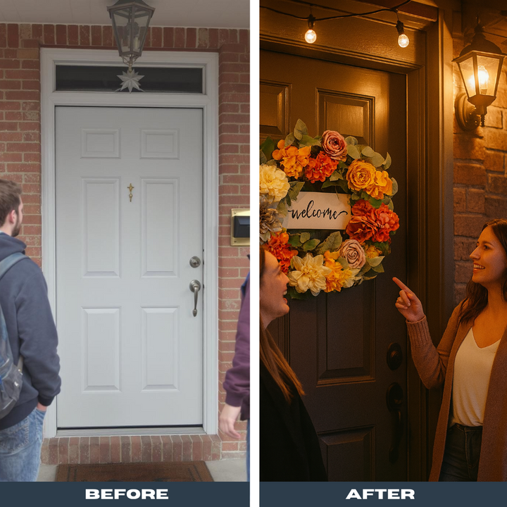 Vivid Hydrangea & Rose Wreath – 24" Multicolor Silk Floral Accent | Year-Round Front Door Decor | Trufairs