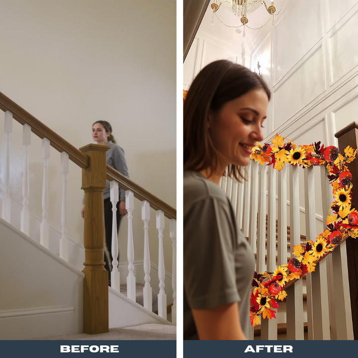 Fall Maple Sunflower Garland – 5.6ft Autumn Hanging Vine | Realistic Berries, Seasonal Foliage Decor | Trufairs