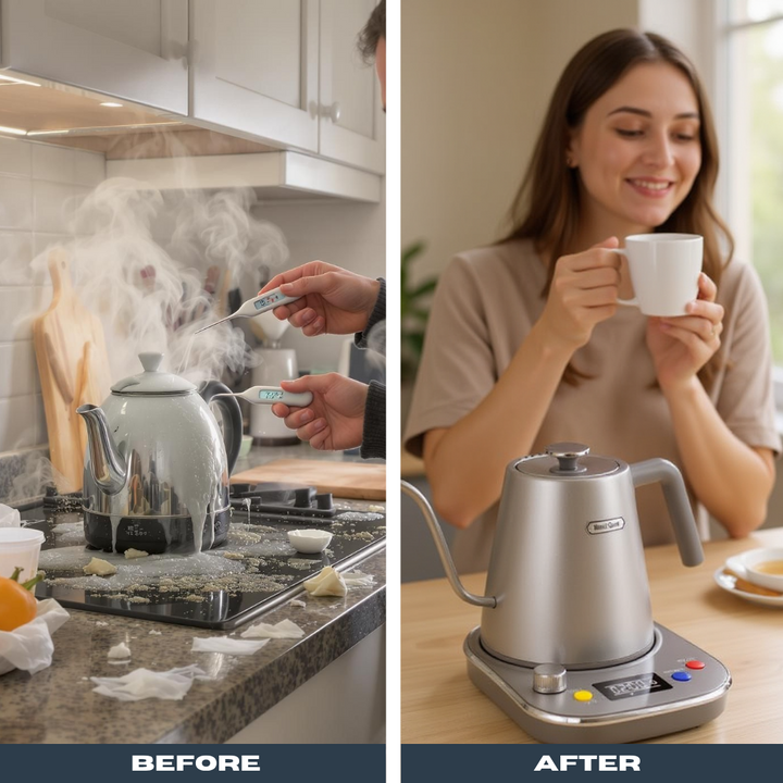 PureFlow Smart Kettle – 0.8L LCD Temp Control Gooseneck | Quick Boil Coffee & Tea | Trufairs