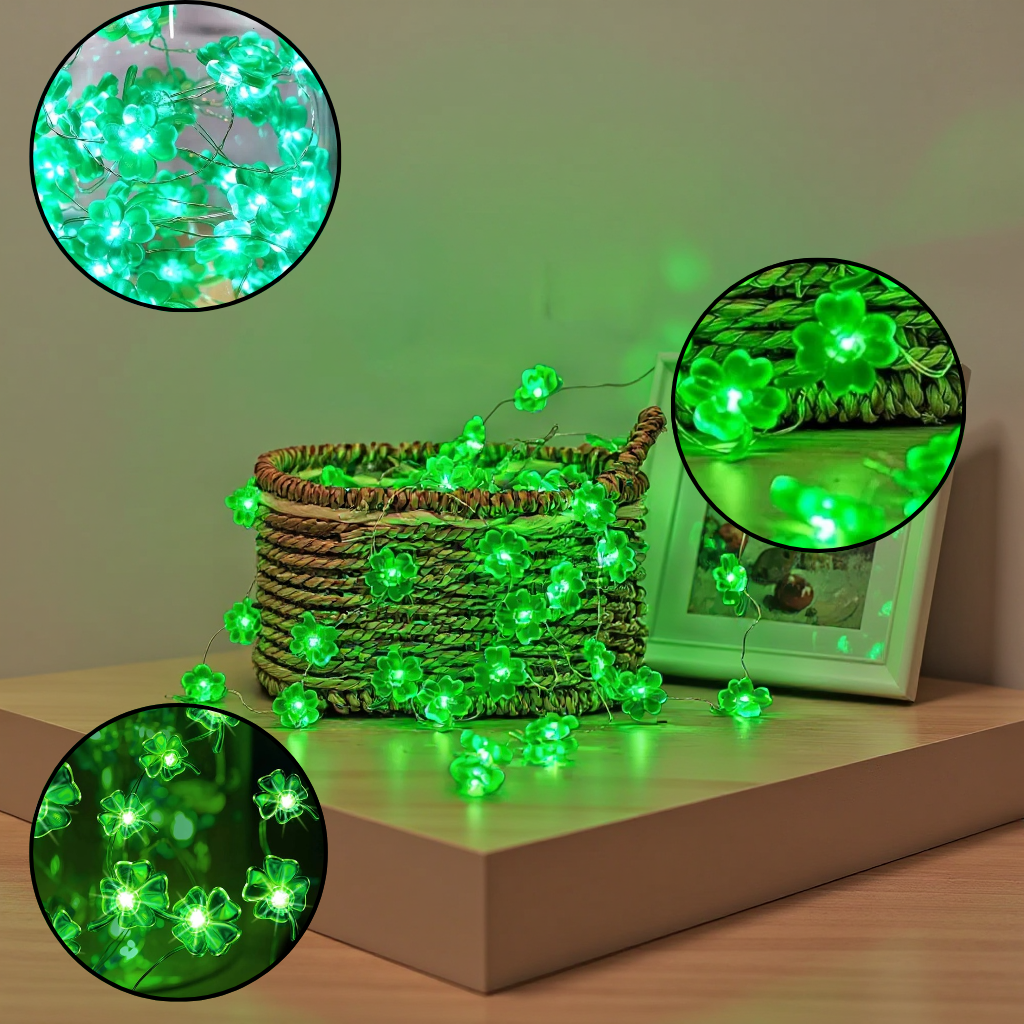 CloverGlow LED String Lights – Battery-Powered Festive Green Illumination | Holiday Decor | Trufairs