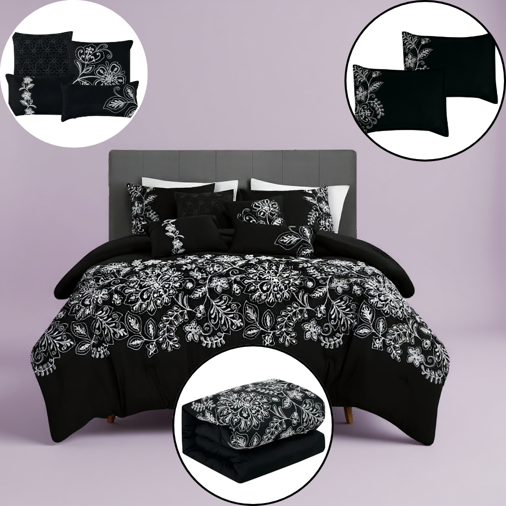 Naarah 7-Piece Comforter Set – Modern Motif Complete Bedding Ensemble | Trufairs