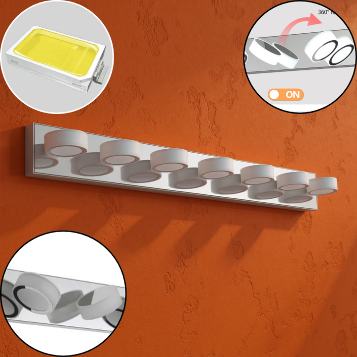 Modern 7-Light LED Vanity Light Fixture – Chrome Finish with Acrylic Light Shade | Dimmable Bathroom Wall Sconce | Trufairs