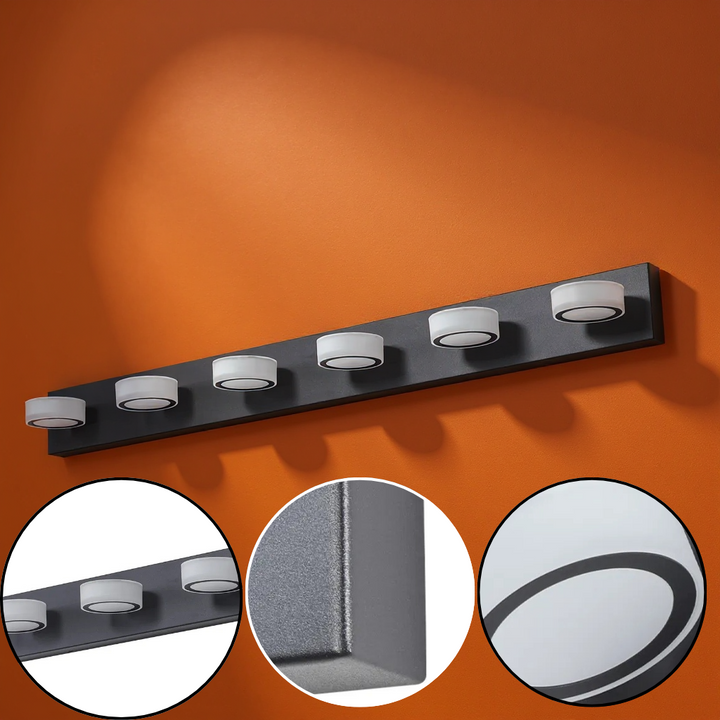 LED Modern Black 6-Light Vanity Lights Fixture – Over Mirror Bath Wall Lighting | Contemporary Bathroom | Trufairs