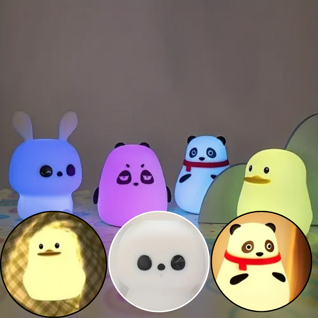 LED Animal Silicone Night Light – Bunny, Fat Bear, Chestnut Bear, Duck | Rainbow Color-Changing, Pat Control, USB Rechargeable (Random Color) | Trufairs