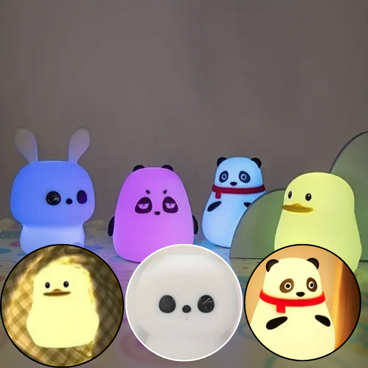 LED Animal Silicone Night Light – Bunny, Fat Bear, Chestnut Bear, Duck | Rainbow Color-Changing, Pat Control, USB Rechargeable (Random Color) | Trufairs