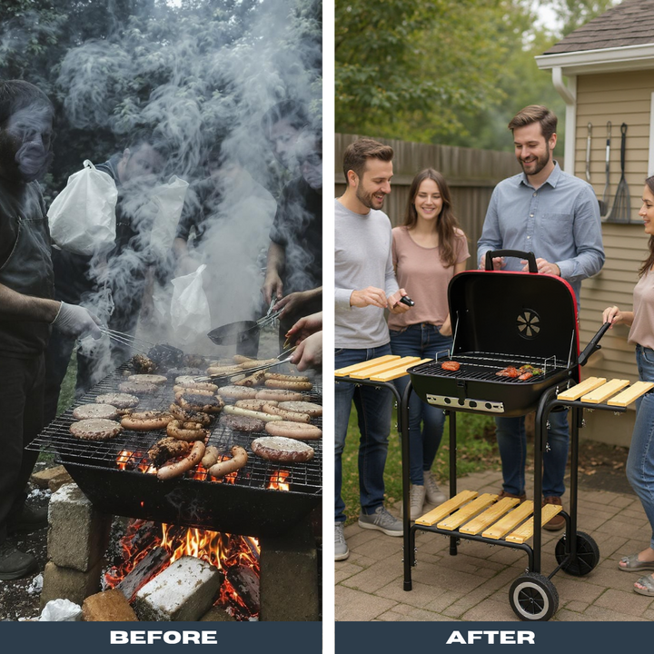 Ultimate Outdoor Portable Charcoal Grill – Wheels, Vents & Shelves | BBQ Picnic Cooker | Trufairs