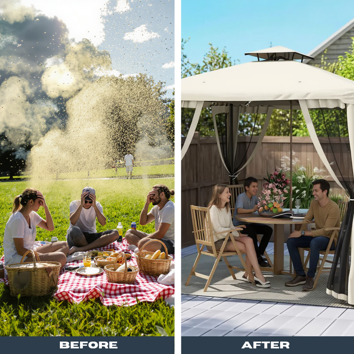 GardenShield Shade Pavilion – Mosquito Netting & Vented Roof | 10x10 Canopy | Trufairs