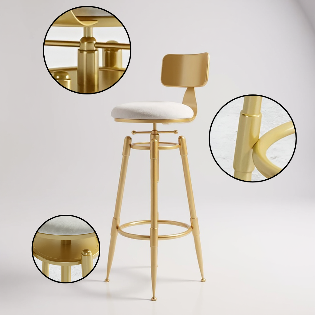 VelvetGlide Swivel Bar Stool Set – Modern Adjustable White Upholstered Stools | Kitchen Island | Trufairs