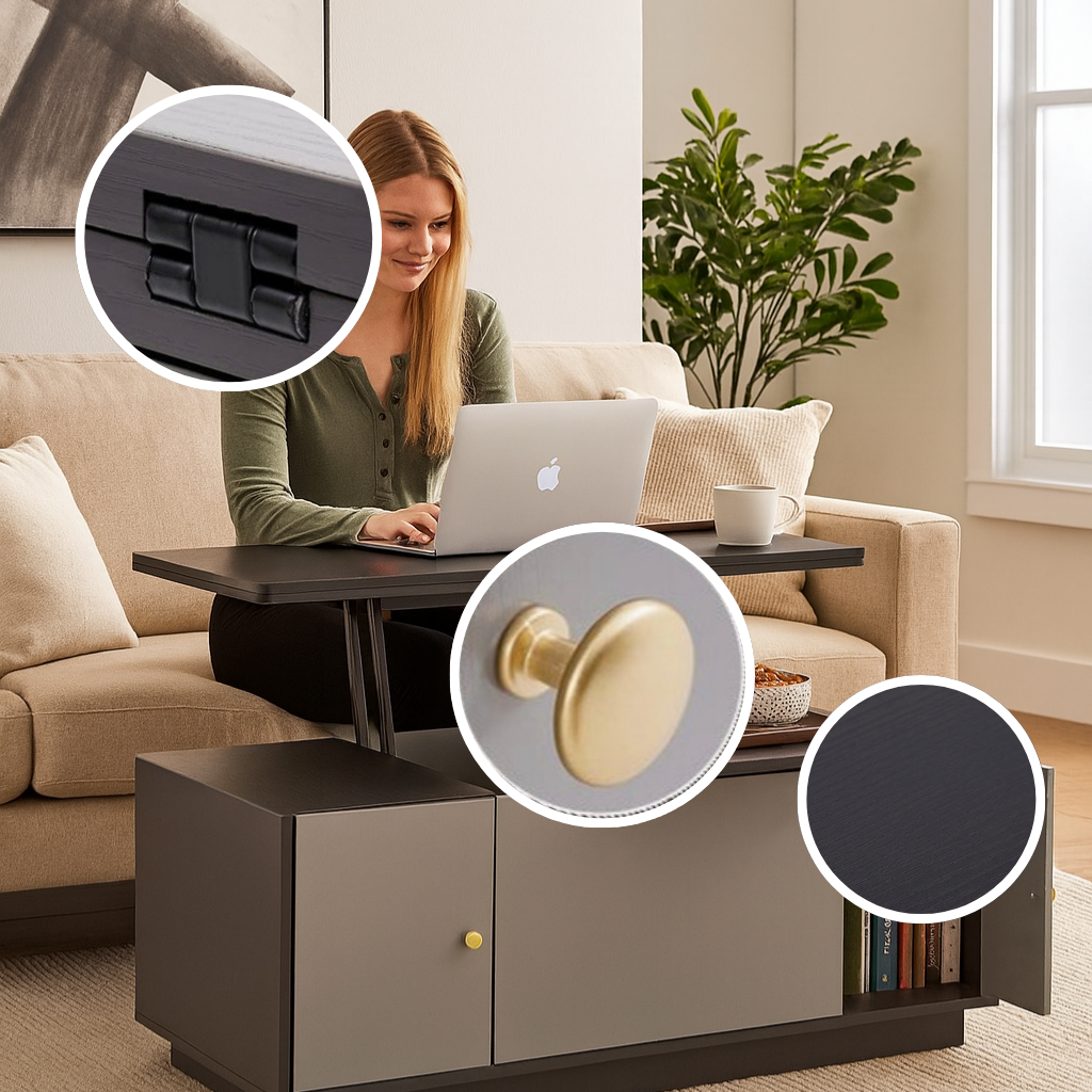 Contemporary Lift-Top Coffee Table – Extendable Storage & Multi-Functional Design | Modern Living Room Centerpiece | Trufairs