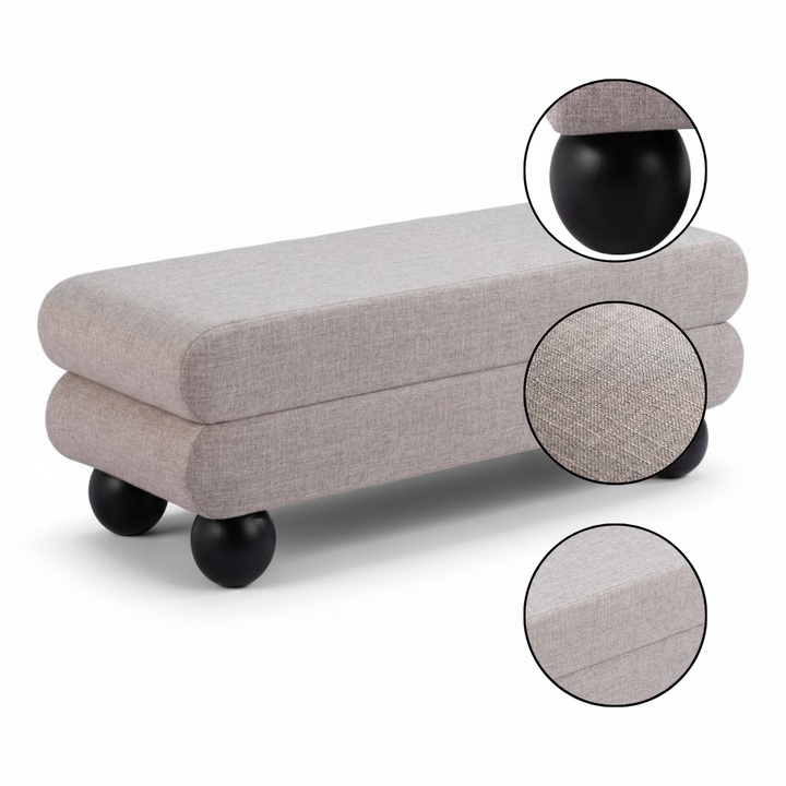 Davao Bench Gray – Luxury Teddy Fabric Seating | Modern Performance Bench | Trufairs