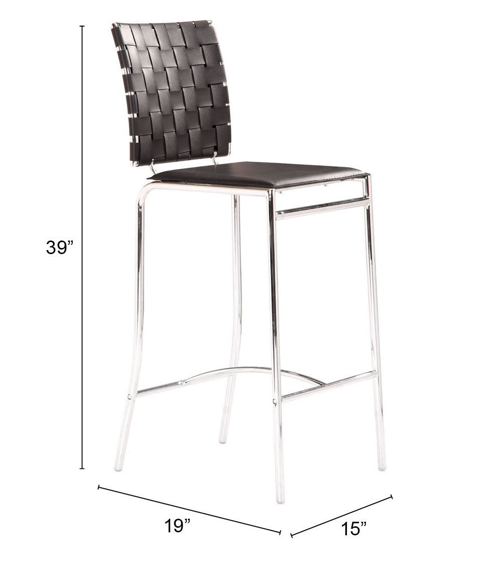 Criss Cross Counter Stool  Black