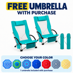 Folding Beach Chairs 2-Pack – Mesh Back with Cup Holders