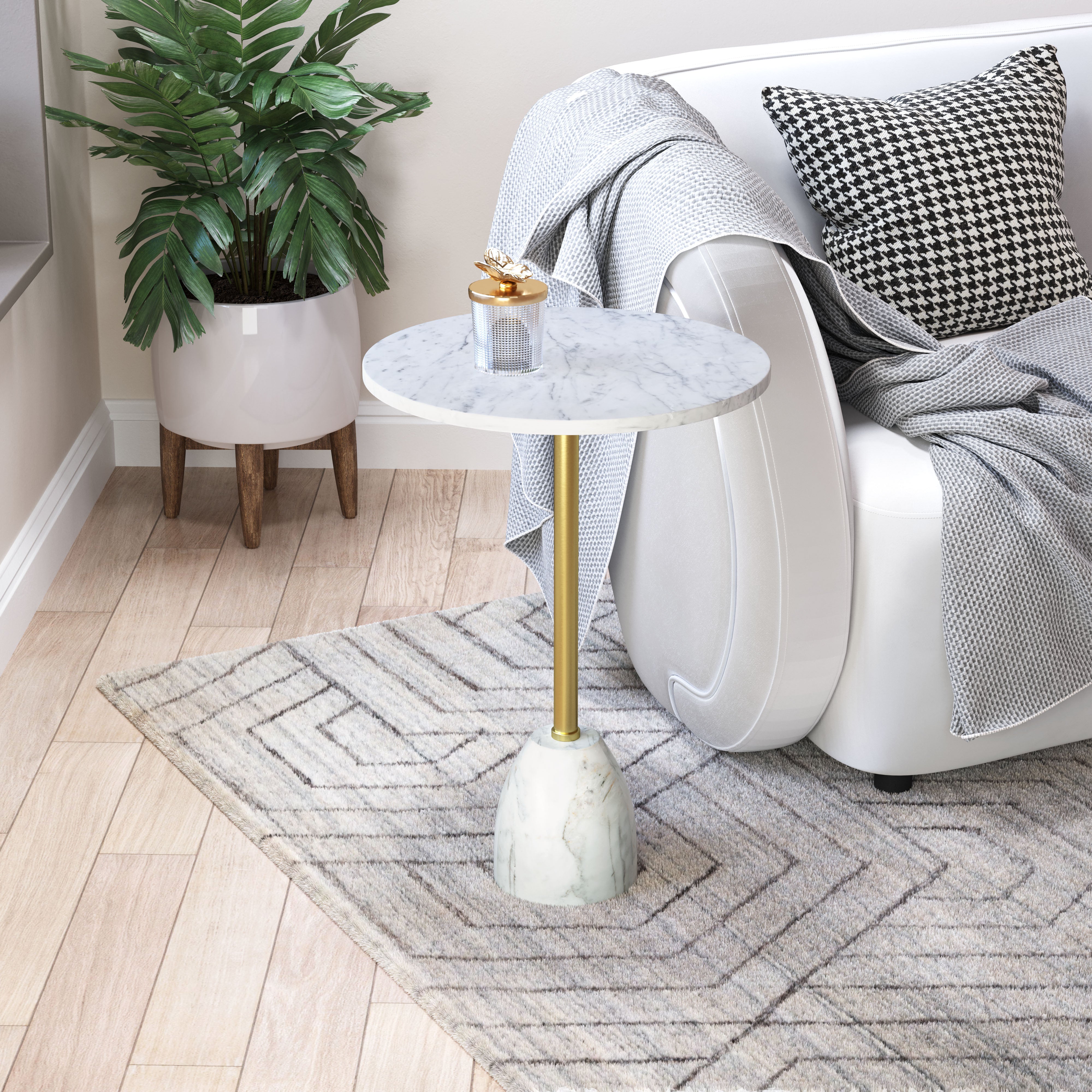 Cynthia Side Table White & Gold