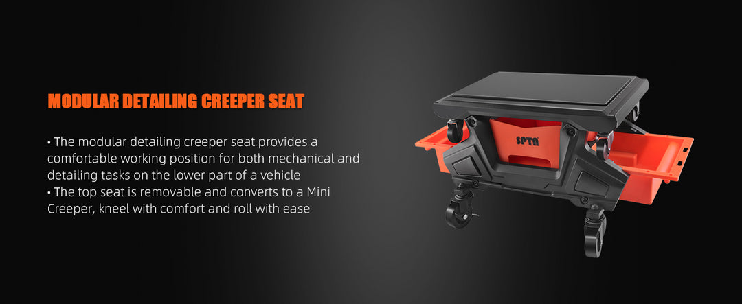 SPTA Car Mechanic Stool Rolling Creeper Seat Cushion Brake Wheels Tray Roller