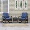 Outsunny 3 Pieces Wicker Patio Furniture Set, Outdoor PE Rattan Rocking Chairs with Coffee Table, Cushions for Porch, Brown