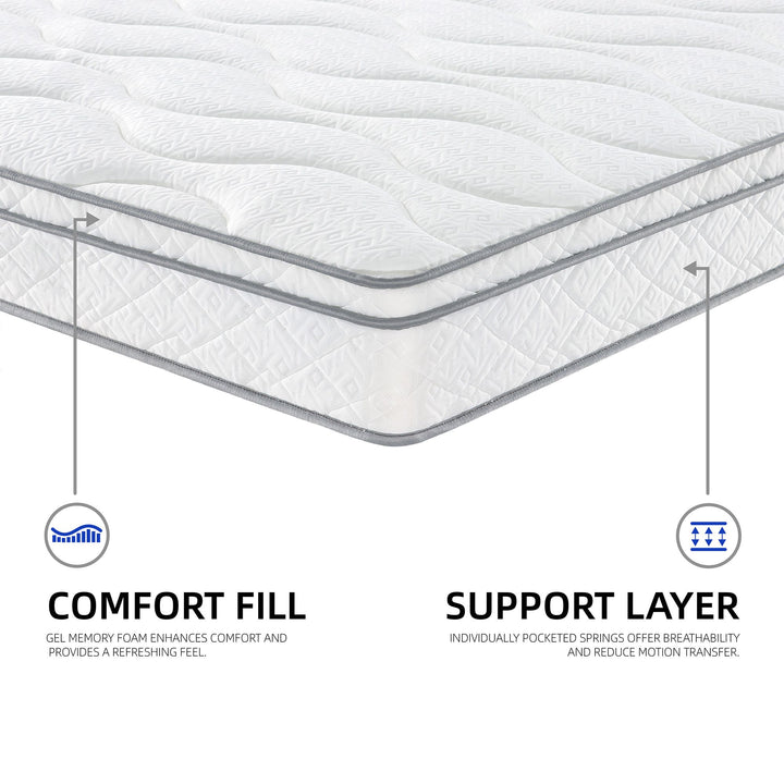 Queen Mattress, 12 Inch Hybrid Mattress with Memory Foam & Pocket Spring, Queen Mattress in a Box, Medium Firm Support, CertiPUR-US Certified