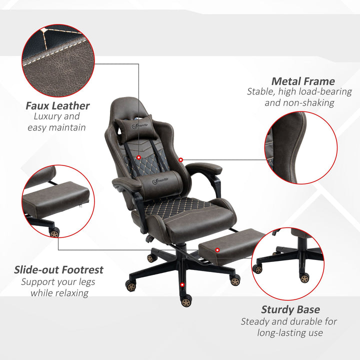 Vinsetto Ergonomic High Back Brown Office Chair Adjustable Swivel Recliner Lumbar Support