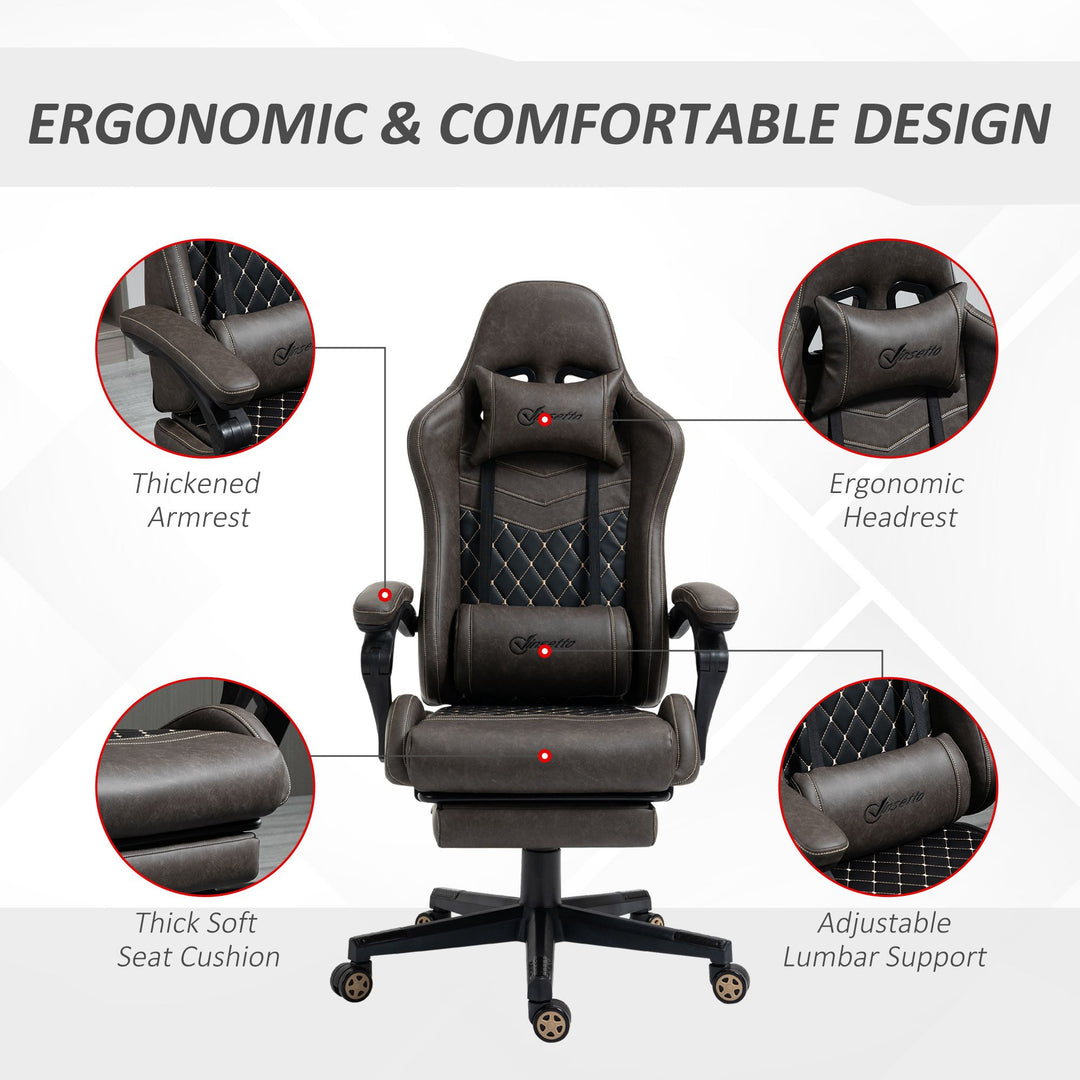 Vinsetto Ergonomic High Back Brown Office Chair Adjustable Swivel Recliner Lumbar Support