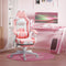 HOMCOM Cute Racing Gamer Chair, Faux Leather Gaming Chair with Footrest, Headrest and Lumbar Support, Pink