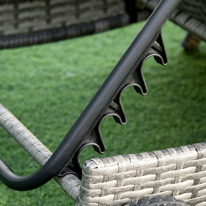 Outsunny Patio Wicker Chaise Lounge Chair PE Rattan Outdoor Adjustable Backrest Wheels