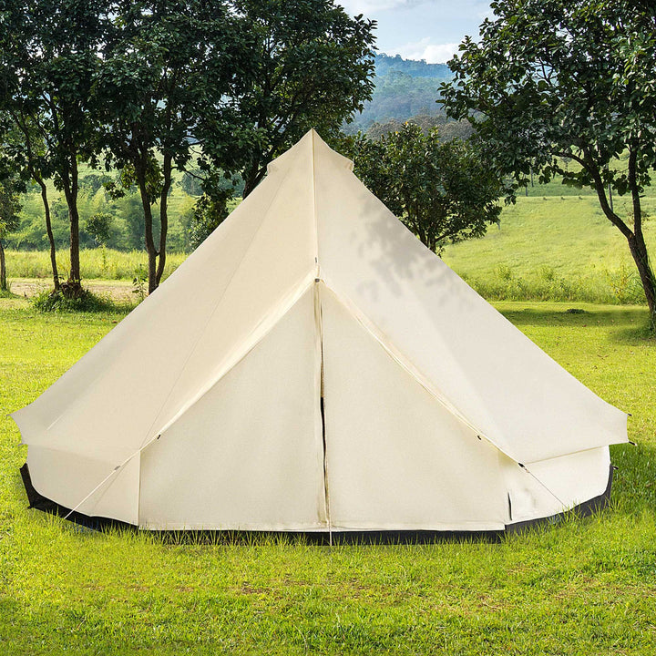 Outsunny 16.5' Large Family Tent 10 Persons Waterproof Teepee Bell Tents Hunting Camp Huge Four Season
