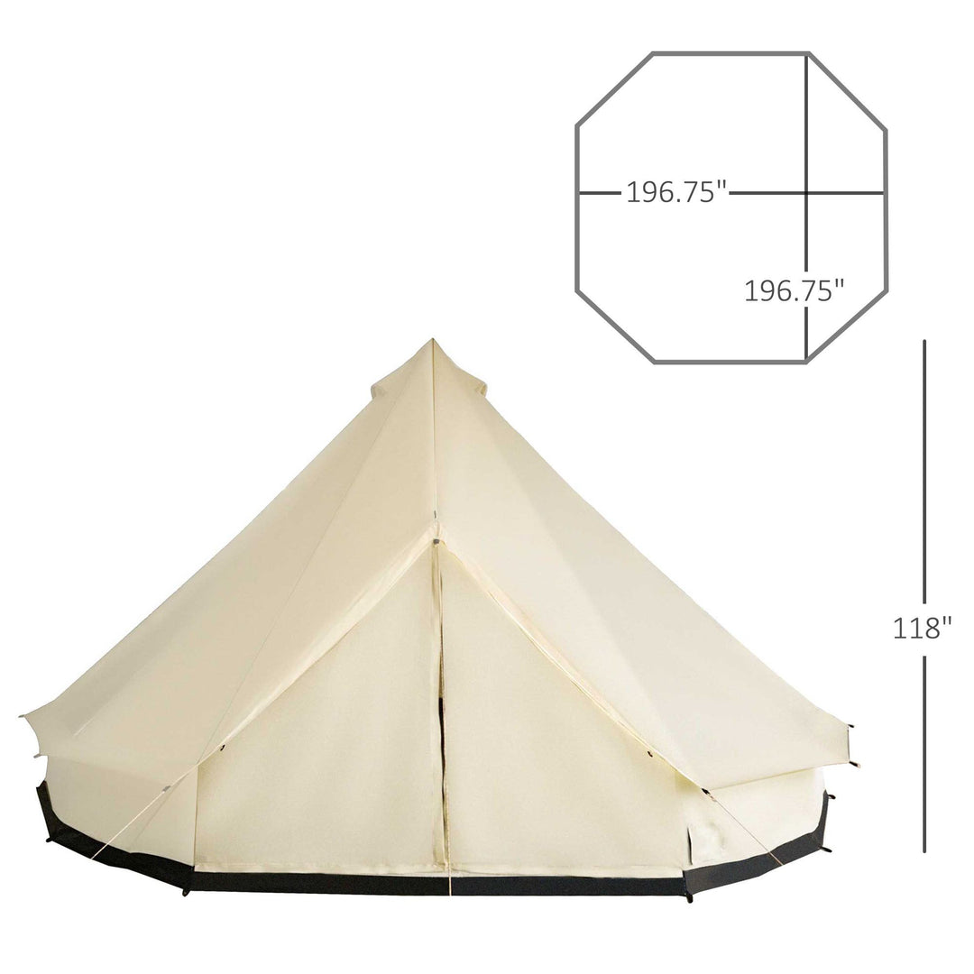Outsunny 16.5' Large Family Tent 10 Persons Waterproof Teepee Bell Tents Hunting Camp Huge Four Season