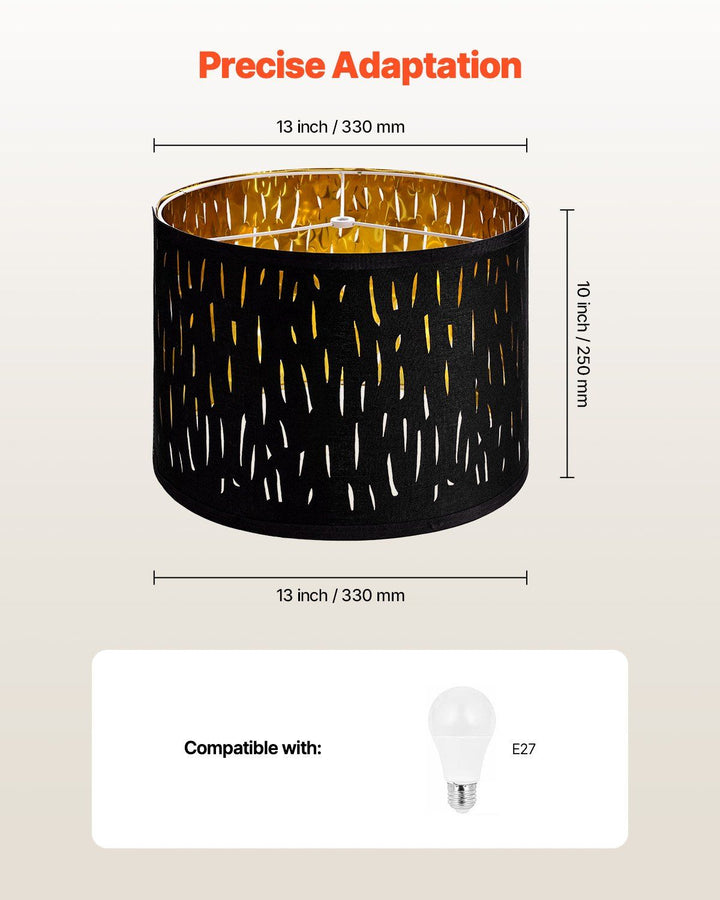 Drum Lamp Shade 2 Set 13 x 13 x 10 inches Medium Round Lampshade with Harp