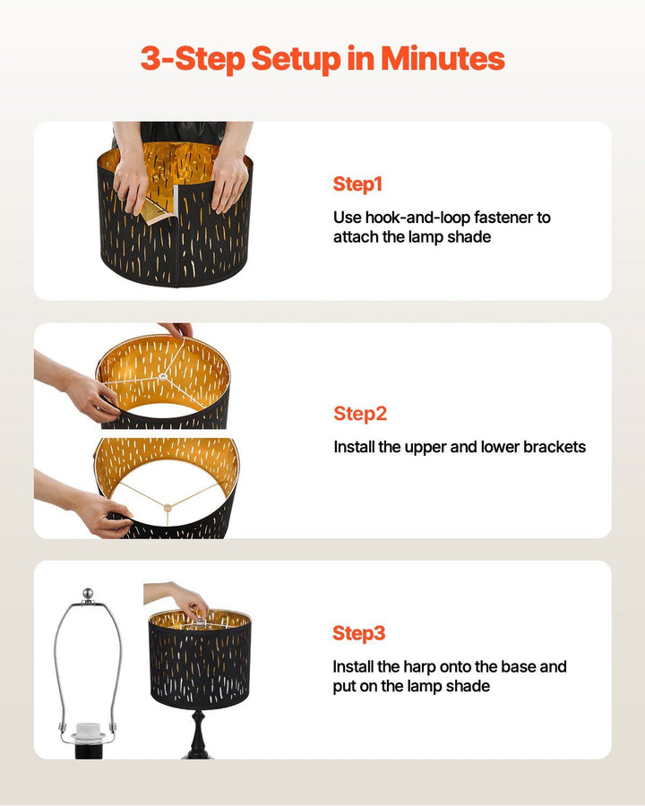 Drum Lamp Shade 2 Set 13 x 13 x 10 inches Medium Round Lampshade with Harp