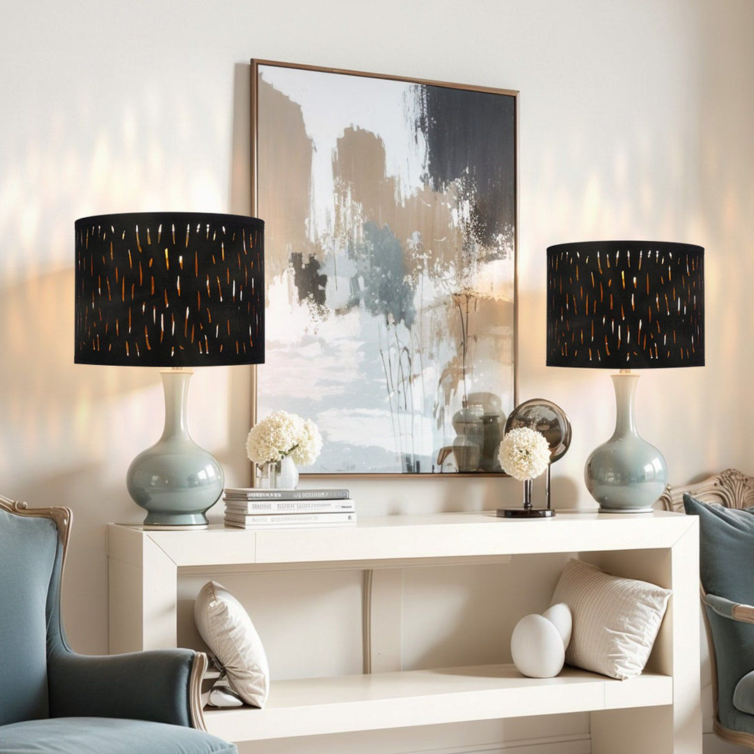 Drum Lamp Shade 2 Set 13 x 13 x 10 inches Medium Round Lampshade with Harp